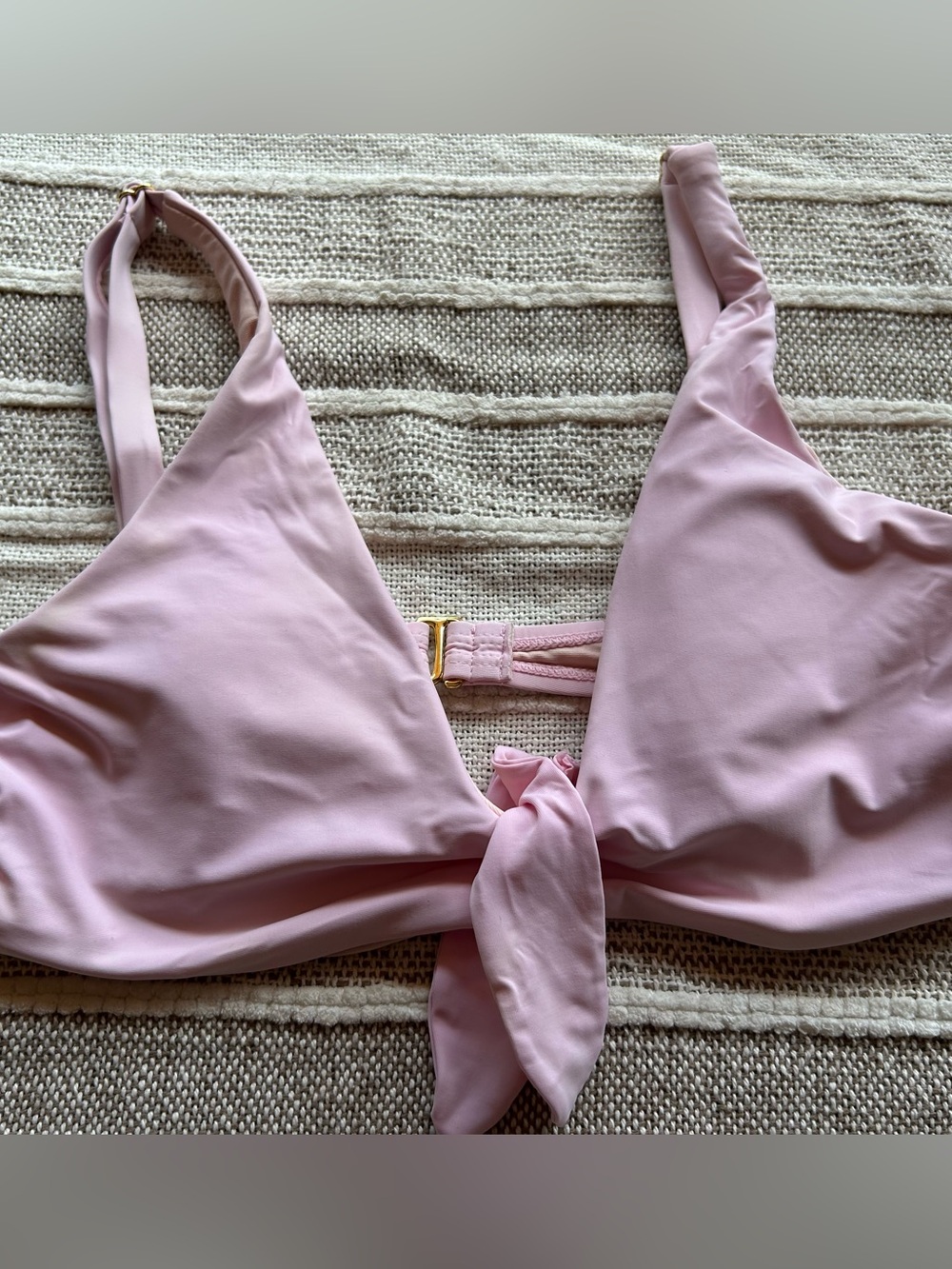 Gianni Bini Light Pink Knot-Front Bandeau Bikini Top